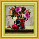 油画花卉花瓶