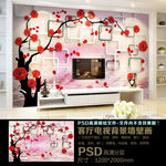 3D立体空间玫瑰花卉背景墙壁画