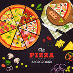 手绘插画披萨必胜客餐饮海报元素