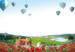 花海田园风光氢气球热气球旅游