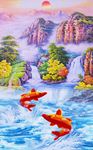 中式唯美山水风景鲤鱼装饰画