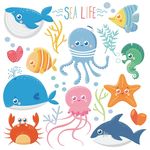海底世界鱼群卡通插画