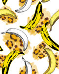 手绘水果香蕉豹纹底纹图案