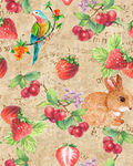 手绘水果草莓樱桃小兔子怀旧图案