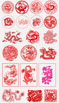 矢量红色中国龙图案设计