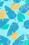 手绘热带植物树叶服装印花图案