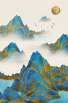 新中式山水装饰画抽象山水