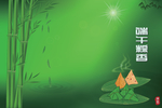 竹林阳光粽子绿色背景端午节插图