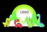 卡通绿色森林恐龙