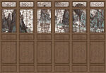 高清新中式棕色色门框门窗背景