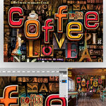 咖啡厅字母复古工装墙