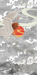 中式复古山水仙鹤背景装饰画