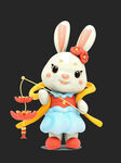 3D立体小兔子提着莲花灯