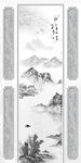 新中式意境山水背景玄关装饰画