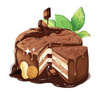 巧克力蛋糕分层插画