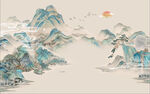 新中式意境山水背景装饰画