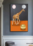 现代抽象动物个性长颈鹿装饰画