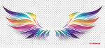 酷炫彩虹色动漫卡通羽毛翅膀