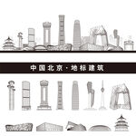 北京地标建筑中国北京城市剪影