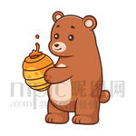 可爱卡通偷蜂蜜的狗熊熊大熊二