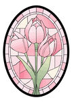 粉色教堂玻璃图案郁金香矢量图