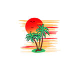 熱帶島嶼日落風(fēng)景插畫