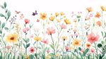 春日爛漫花卉邊框插畫