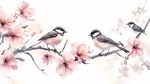 枝頭雙雀伴繁花