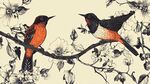 枝頭雙鳥(niǎo)繪繁花景致