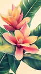 艷麗熱帶花卉插畫