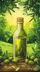 田園風橄欖油靜物插畫