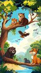 森林中動物們的歡樂聚會