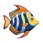 彩色條紋觀賞魚插畫