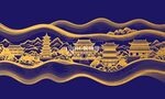 抽象線條古建筑中國風背景