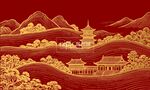 線描古風(fēng)建筑背景