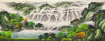 流水生財(cái)國(guó)畫