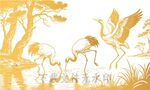 古風(fēng)金色仙鶴線描剪影
