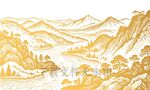 中國風千里江山山脈線描背景
