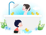 兒童夏天高溫天氣洗澡泡澡小黃鴨