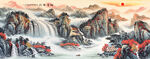 壯麗山河國畫風景圖