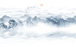 遠山近水水墨風景