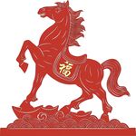 福字紅馬剪紙藝術(shù)造型