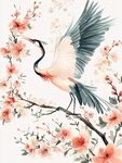 鶴棲繁花圖