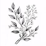 手繪植物枝葉花卉圖案