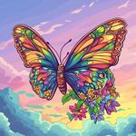 夢幻彩蝶伴繁花于天際