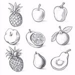 手繪水果素描集合