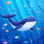 海洋世界 鯨魚與多彩小魚