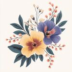 手繪多彩花卉插畫圖案