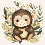 可愛小猴置身綠植間