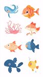 可愛海洋魚類插畫集合